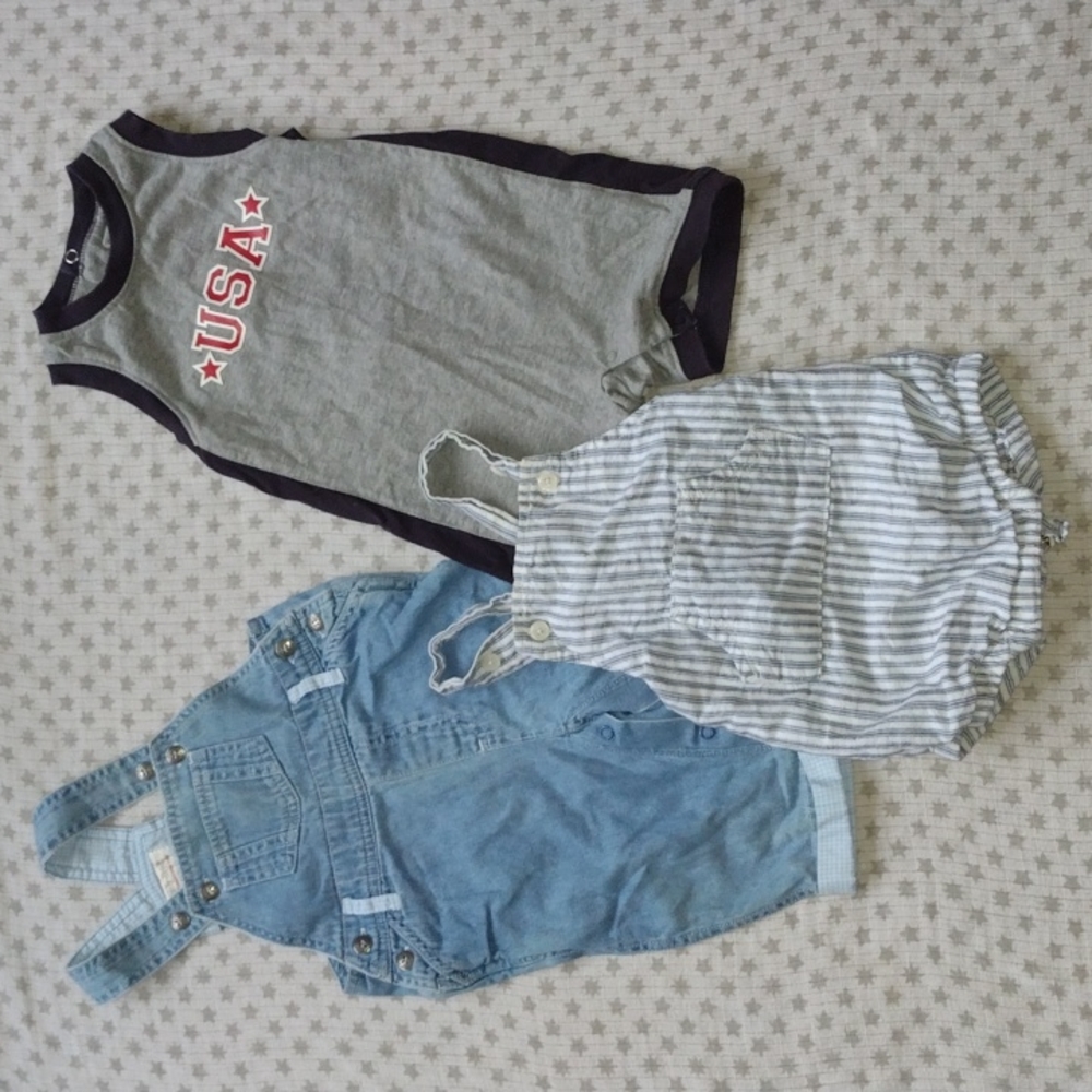 Summer Set - Overalls and "USA" Tank Onesie